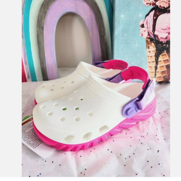 Crocs Kids Duet Max II Clog K white/pink crush size  J3, J5, J6 - Picture 1 of 12
